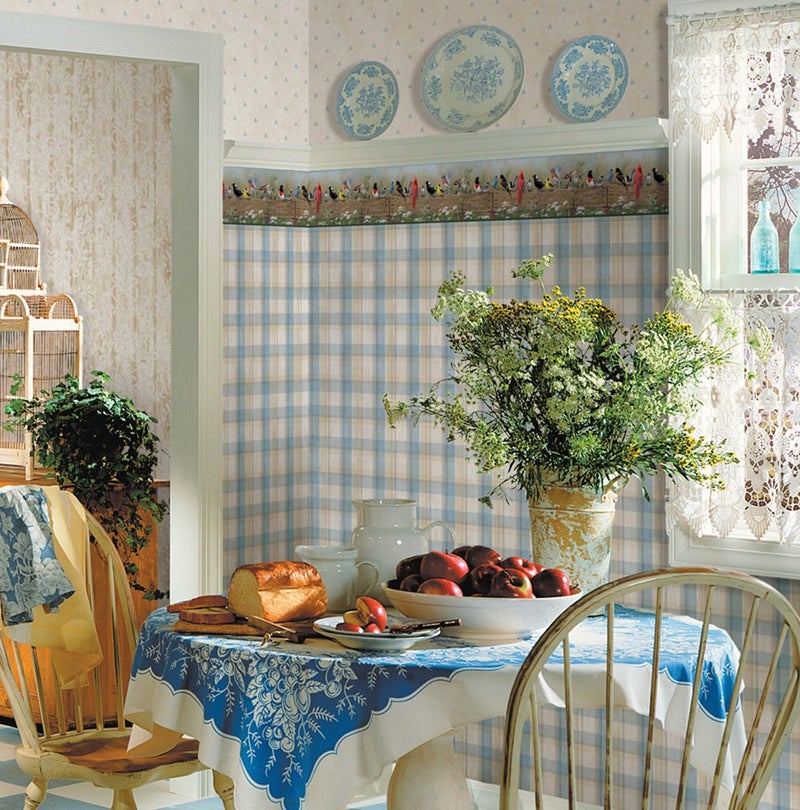 Beacon House PUR44671B Clarence Green Songbird Menagerie Portrait Border, Blue